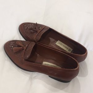 Etienne Aigner Brown Leather Tassel Loafers!